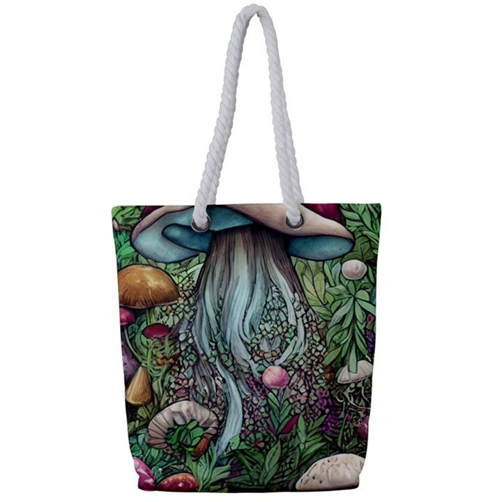 Craft Mushroom Full Print Rope Handle Tote (Small)