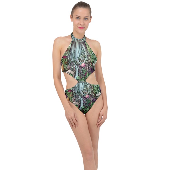 Craft Mushroom Halter Side Cut Swimsuit