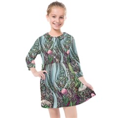 Craft Mushroom Kids  Quarter Sleeve Shirt Dress by GardenOfOphir