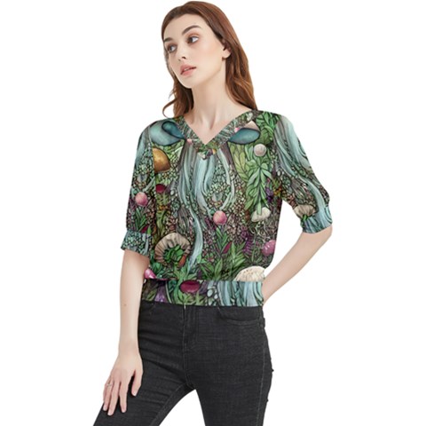 Craft Mushroom Quarter Sleeve Blouse by GardenOfOphir