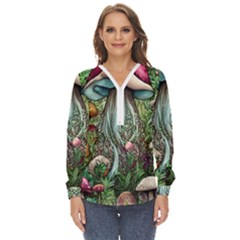 Craft Mushroom Zip Up Long Sleeve Blouse