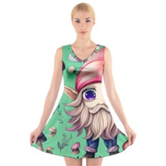 Orest Fairycore Vintagemushroom V-neck Sleeveless Dress by GardenOfOphir