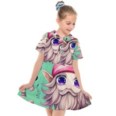 Orest Fairycore Vintagemushroom Kids  Short Sleeve Shirt Dress by GardenOfOphir