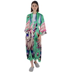 Orest Fairycore Vintagemushroom Maxi Satin Kimono