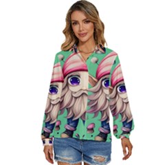 Orest Fairycore Vintagemushroom Women s Long Sleeve Button Down Shirt