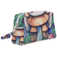 Foraging Natural Fairy Mushroom Craft Wristlet Pouch Bag (large) by GardenOfOphir