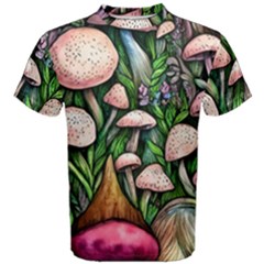 Flowery Garden Nature Woodsy Mushroom Men s Cotton Tee by GardenOfOphir