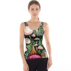 Flowery Garden Nature Woodsy Mushroom Tank Top by GardenOfOphir