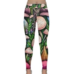 Flowery Garden Nature Woodsy Mushroom Classic Yoga Leggings by GardenOfOphir