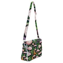 Flowery Garden Nature Woodsy Mushroom Shoulder Bag With Back Zipper by GardenOfOphir