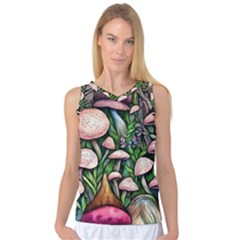 Flowery Garden Nature Woodsy Mushroom Women s Basketball Tank Top by GardenOfOphir