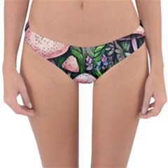 Flowery Garden Nature Woodsy Mushroom Reversible Hipster Bikini Bottoms by GardenOfOphir