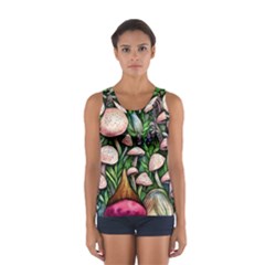 Flowery Garden Nature Woodsy Mushroom Sport Tank Top  by GardenOfOphir