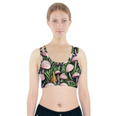 Flowery Garden Nature Woodsy Mushroom Sports Bra With Pocket by GardenOfOphir