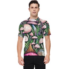 Flowery Garden Nature Woodsy Mushroom Men s Short Sleeve Rash Guard by GardenOfOphir