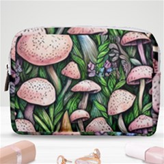 Flowery Garden Nature Woodsy Mushroom Make Up Pouch (medium) by GardenOfOphir