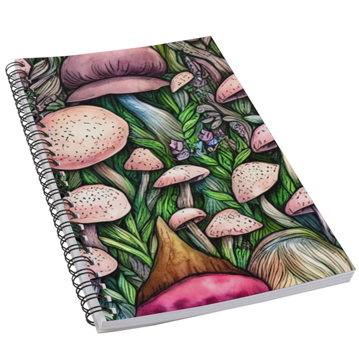 Flowery Garden Nature Woodsy Mushroom 5.5  x 8.5  Notebook