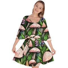 Flowery Garden Nature Woodsy Mushroom Velour Kimono Dress by GardenOfOphir