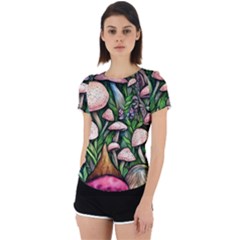 Flowery Garden Nature Woodsy Mushroom Back Cut Out Sport Tee by GardenOfOphir