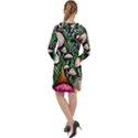 Flowery Garden Nature Woodsy Mushroom Long Sleeve Hoodie Dress View2