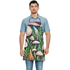 Flowery Garden Nature Woodsy Mushroom Kitchen Apron