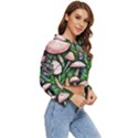 Flowery Garden Nature Woodsy Mushroom Women s Lightweight Cropped Hoodie View3