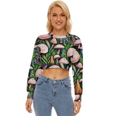 Flowery Garden Nature Woodsy Mushroom Lightweight Long Sleeve Sweatshirt by GardenOfOphir