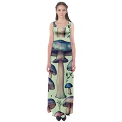 Mushroom Foresty Forestcore Empire Waist Maxi Dress by GardenOfOphir