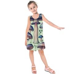 Mushroom Foresty Forestcore Kids  Sleeveless Dress by GardenOfOphir