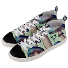 Mushroom Foresty Forestcore Men s Mid-top Canvas Sneakers by GardenOfOphir