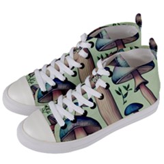 Mushroom Foresty Forestcore Women s Mid-top Canvas Sneakers by GardenOfOphir