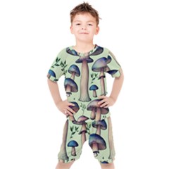 Mushroom Foresty Forestcore Kids  Tee And Shorts Set by GardenOfOphir