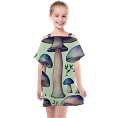 Mushroom Foresty Forestcore Kids  One Piece Chiffon Dress by GardenOfOphir