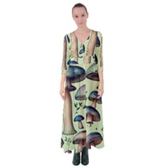 Mushroom Foresty Forestcore Button Up Maxi Dress by GardenOfOphir