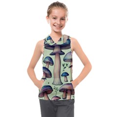 Mushroom Foresty Forestcore Kids  Sleeveless Hoodie by GardenOfOphir