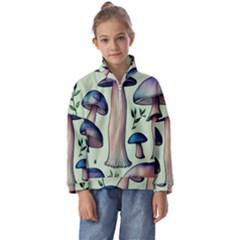 Mushroom Foresty Forestcore Kids  Half Zip Hoodie by GardenOfOphir