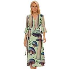 Mushroom Foresty Forestcore Midsummer Wrap Dress by GardenOfOphir