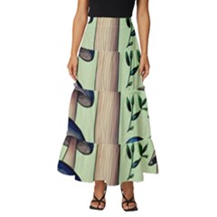 Mushroom Foresty Forestcore Tiered Ruffle Maxi Skirt by GardenOfOphir