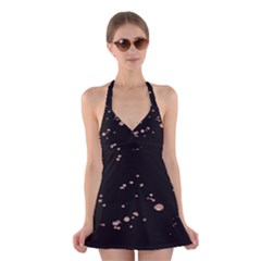 Abstract Rose Gold Glitter Background Halter Dress Swimsuit  by artworkshop