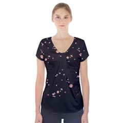 Abstract Rose Gold Glitter Background Short Sleeve Front Detail Top by artworkshop