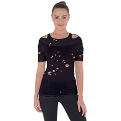 Abstract Rose Gold Glitter Background Shoulder Cut Out Short Sleeve Top by artworkshop