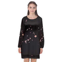 Abstract Rose Gold Glitter Background Long Sleeve Chiffon Shift Dress  by artworkshop