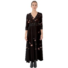 Abstract Rose Gold Glitter Background Button Up Boho Maxi Dress