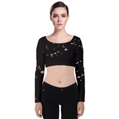 Abstract Rose Gold Glitter Background Velvet Long Sleeve Crop Top by artworkshop