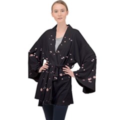 Abstract Rose Gold Glitter Background Long Sleeve Velvet Kimono  by artworkshop