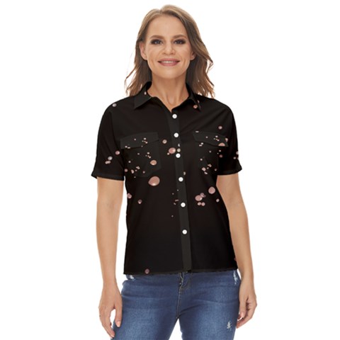 Abstract Rose Gold Glitter Background Women s Short Sleeve Double Pocket Shirt by artworkshop