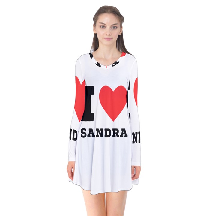 I love sandra Long Sleeve V-neck Flare Dress