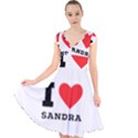 I love sandra Cap Sleeve Front Wrap Midi Dress View1