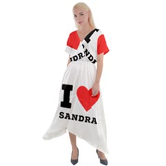 I Love Sandra Cross Front Sharkbite Hem Maxi Dress by ilovewhateva