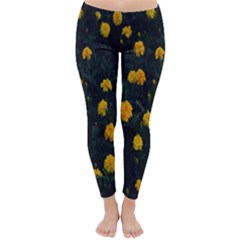 Bloomed Yellow Petaled Flower Plants Classic Winter Leggings by artworkshop